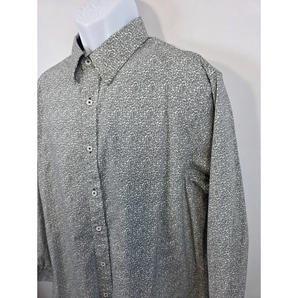 Nick Graham Mens 2XL Paisley Button Modern Fit Long Sleeve Shirt Flip Cuff /A170